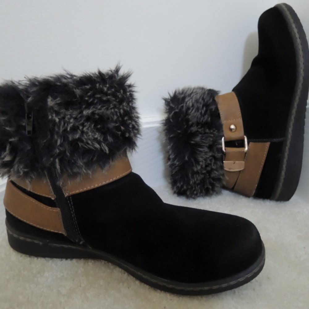 4 Spring Step Popsicle Ankle Boot Size 8 1/2 M Black w/Tan Accent EUC